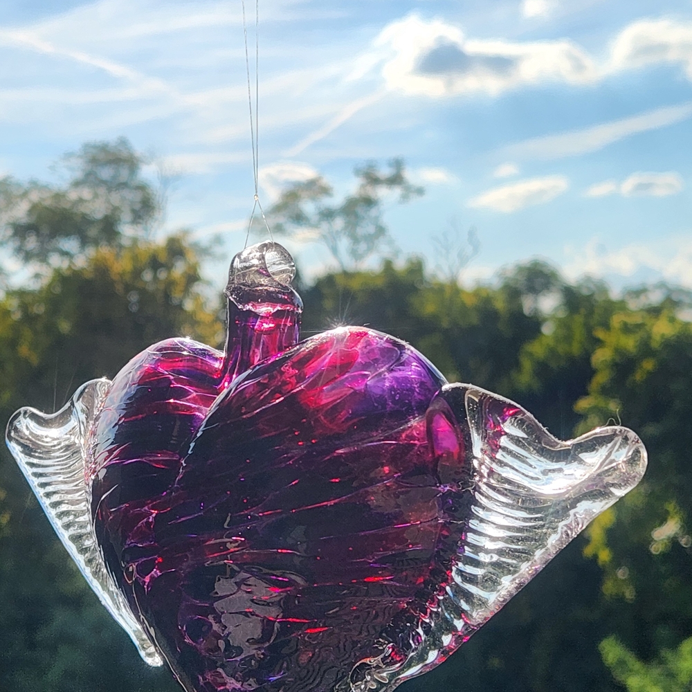Purple Glass Heart Ornament